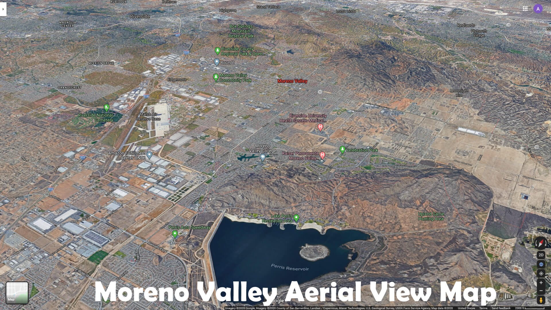 Moreno Valley Vue Aerienne carte